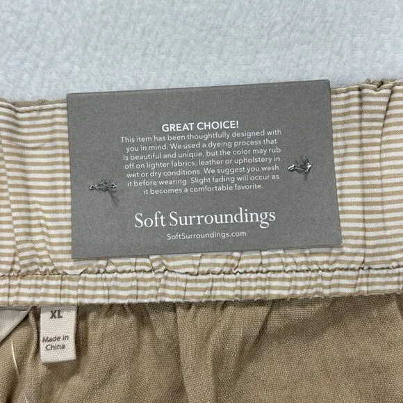 NWT Soft surroundings Bermuda Shorts Womens XL Shifting Sands Linen Sand Dunes