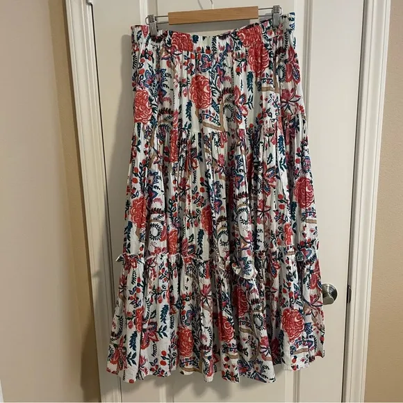 NWT Soft Surroundings Wild Bloom Botanical Sunset Floral Maxi Skirt Size XL