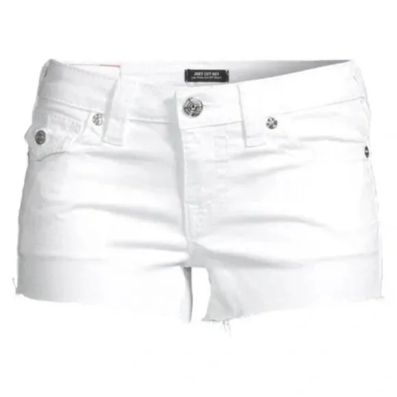 NWT Womens Size 27 True Religion White Joey Low Rise Cut-Off Denim Shorts NEW