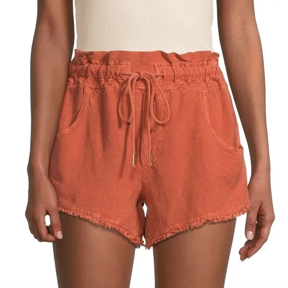 NWT Young Fabulous &amp; Broke Orange Izzy Cutoff Paperbag Shorts M
