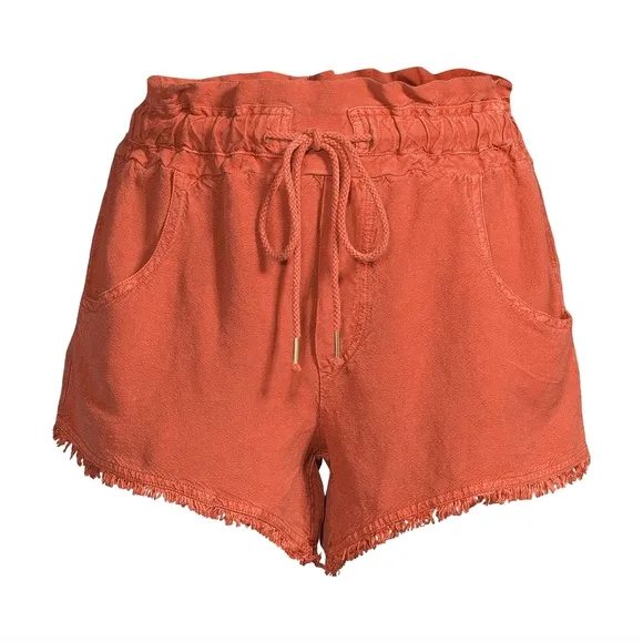 NWT Young Fabulous &amp; Broke Orange Izzy Cutoff Paperbag Shorts M