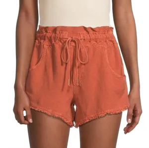NWT Young Fabulous &amp; Broke Orange Izzy Cutoff Paperbag Shorts M