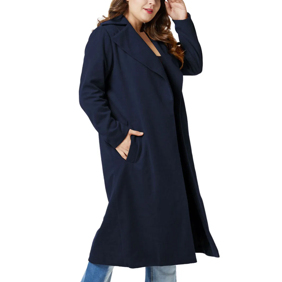 Oversized Women's Clothing Fat Mm Winter Woolen Coat Coat Lapel Long Woolen Coat