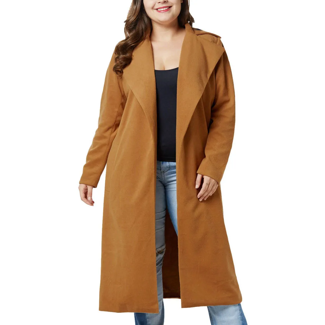 Oversized Women's Clothing Fat Mm Winter Woolen Coat Coat Lapel Long Woolen Coat