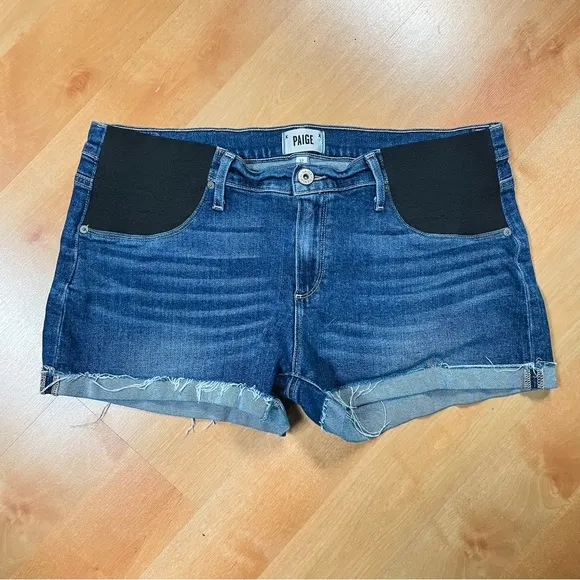 Paige Jimmy Jimmy Medium Wash Denim Maternity Shorts Womens Size 32