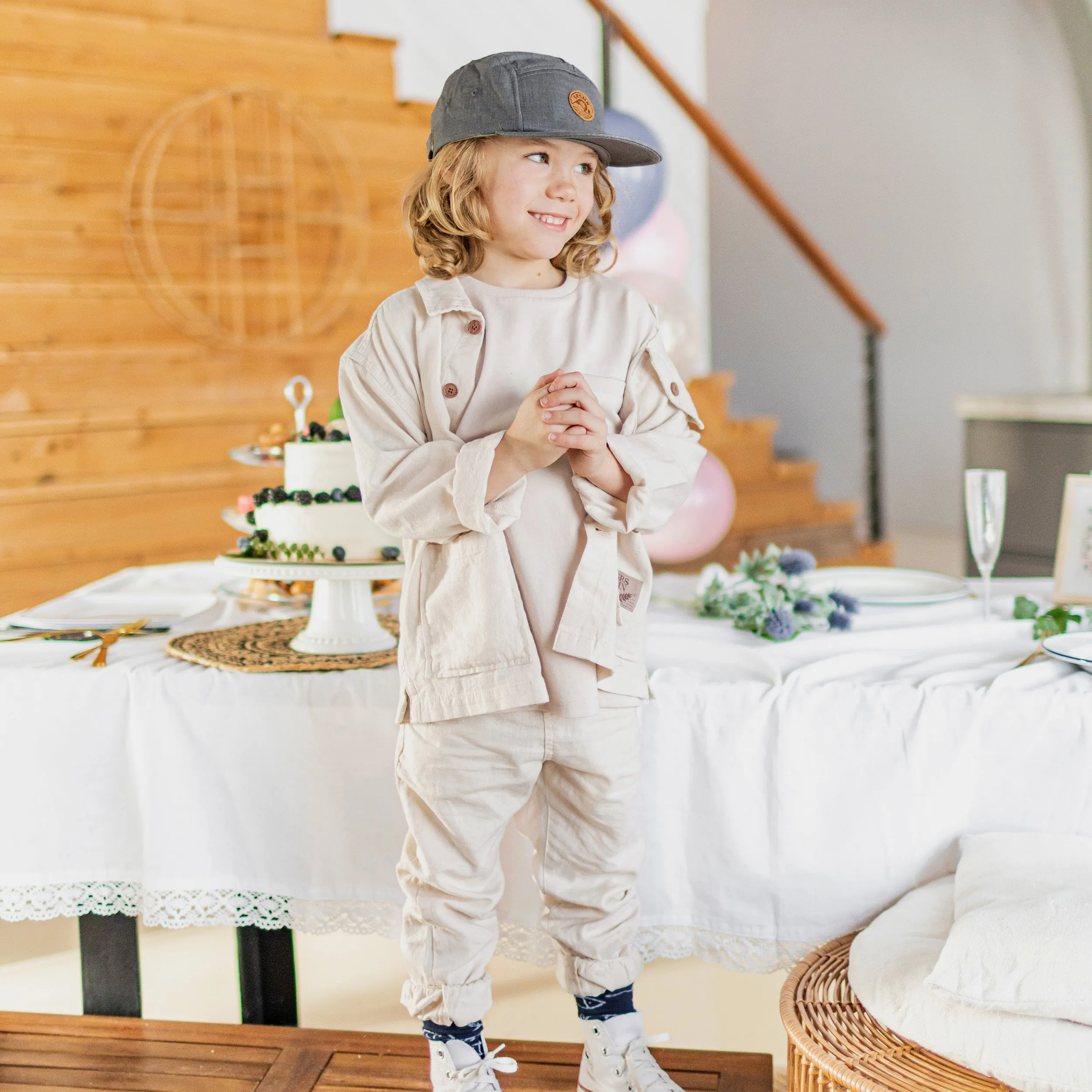 Pantalon crème en lin coupe régulière, enfant || Cream pant in linen regular fit, child