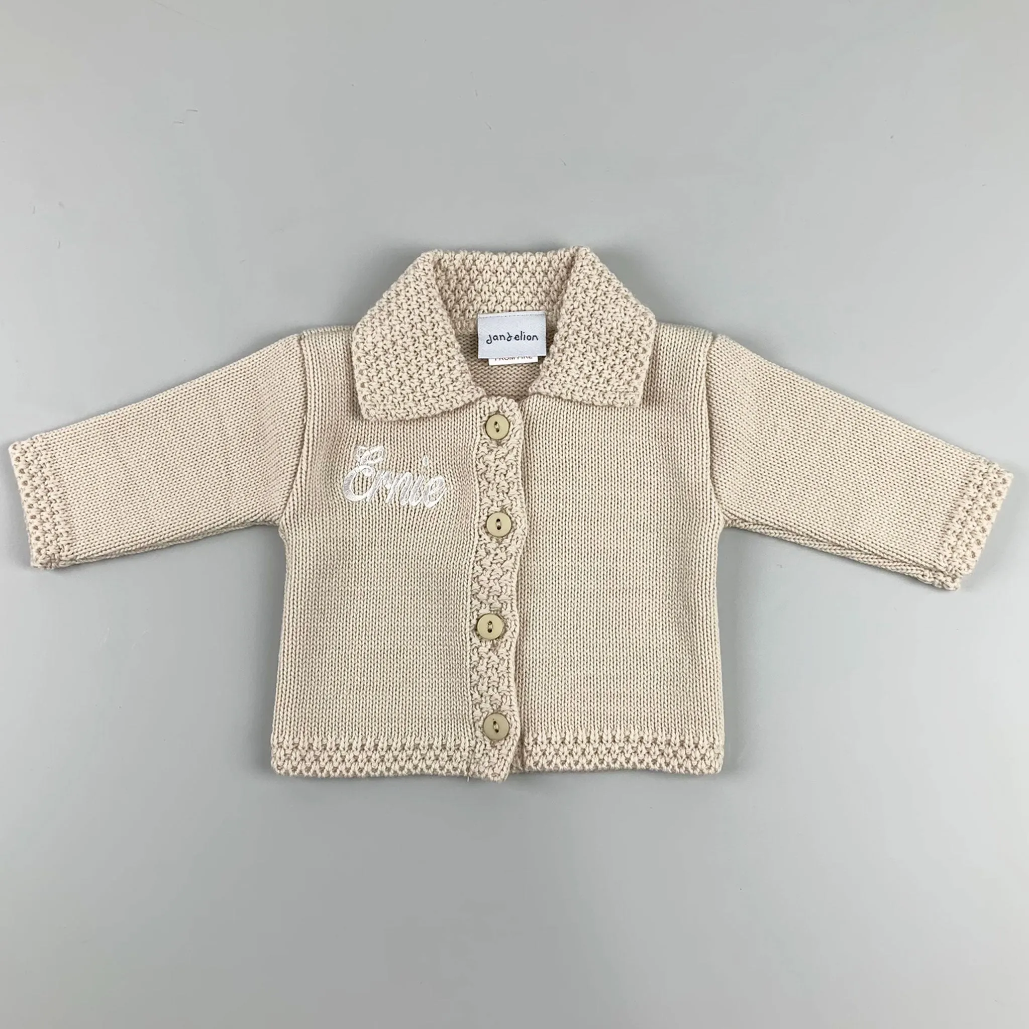 Personalised Unisex Baby Cardigan - Beige
