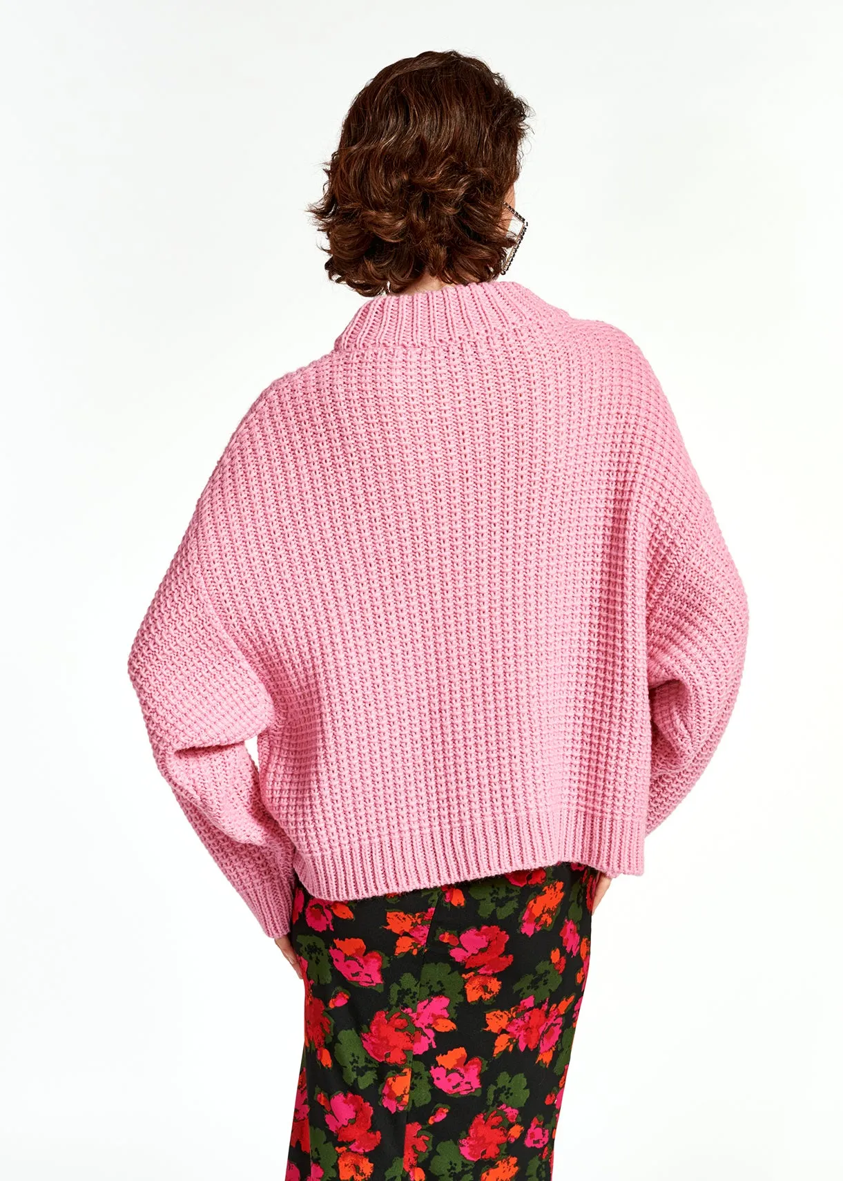 Pink knitted boxy sweater