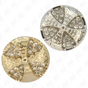 Pinwheel Design Button with Diamond Crystals