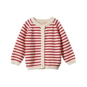 Piper Cardigan - Red Sailor Stripe