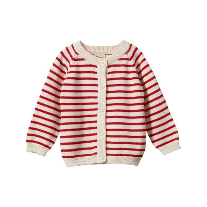 Piper Cardigan - Red Sailor Stripe
