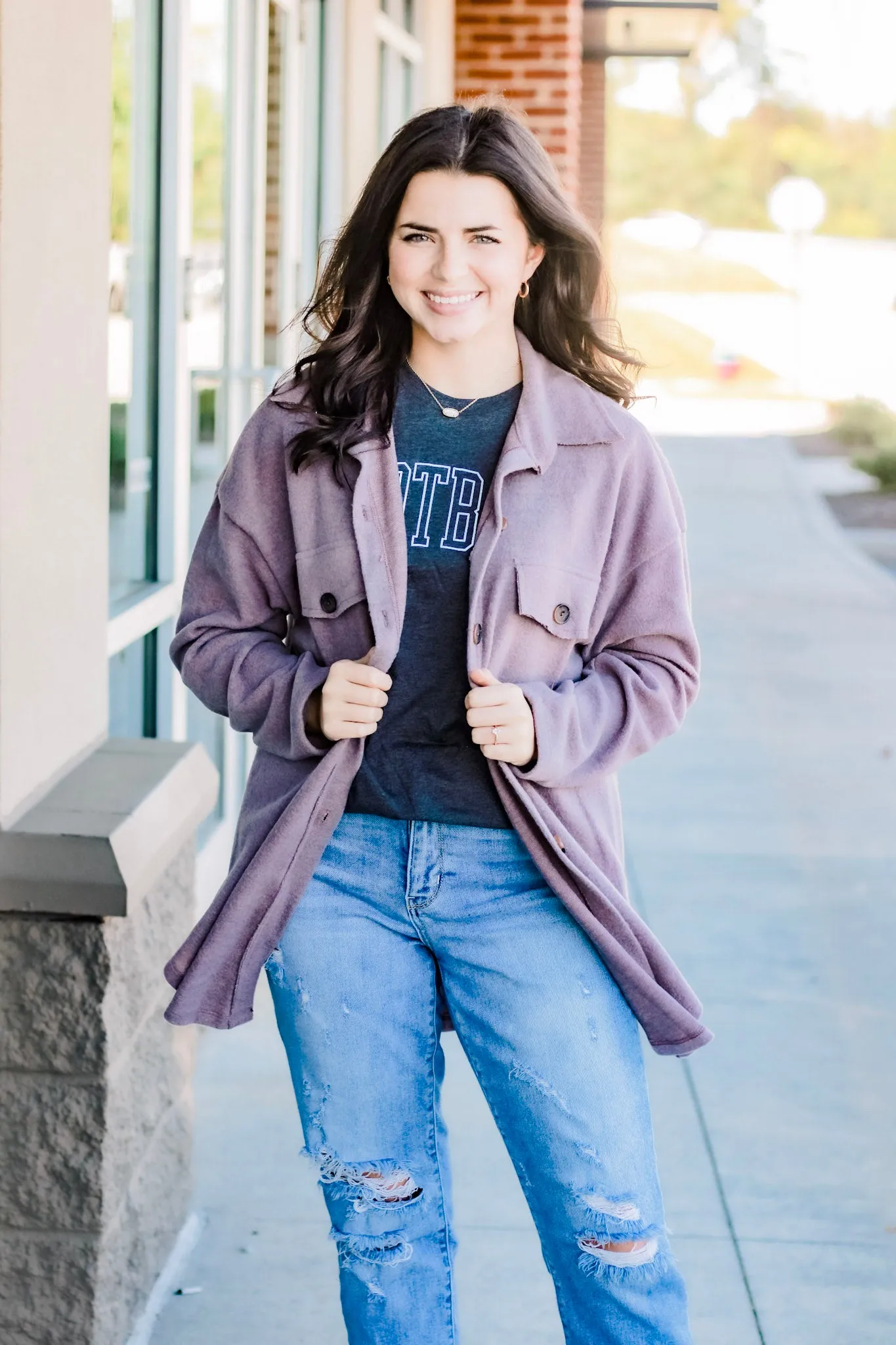 Plain Jane Shacket in Purple