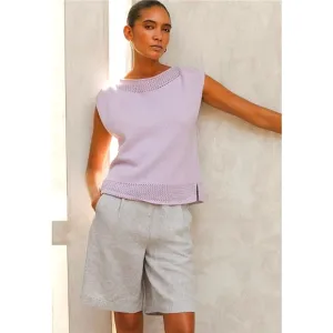 Poetry 100% Linen Side Zip Flat Front Shorts SIZE 8 Gray