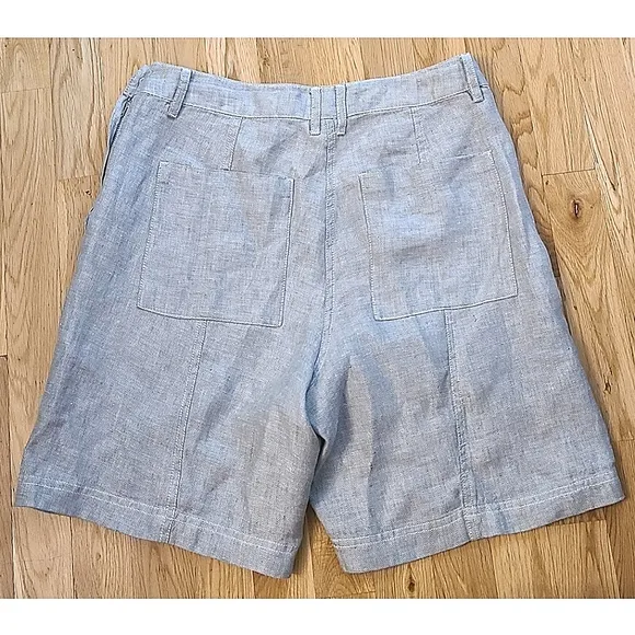 Poetry 100% Linen Side Zip Flat Front Shorts SIZE 8 Gray