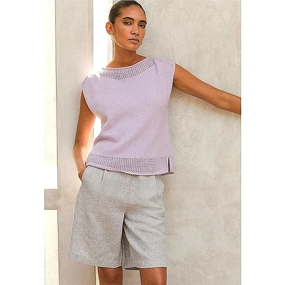 Poetry 100% Linen Side Zip Flat Front Shorts SIZE 8 Gray