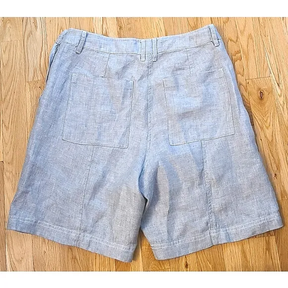 Poetry 100% Linen Side Zip Flat Front Shorts SIZE 8 Gray