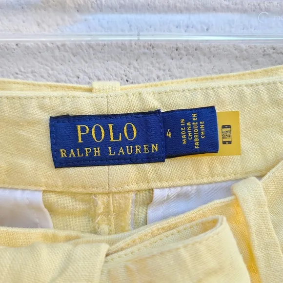 Polo Ralph Lauren | Belted Linen Pale Yellow Shorts Size 4
