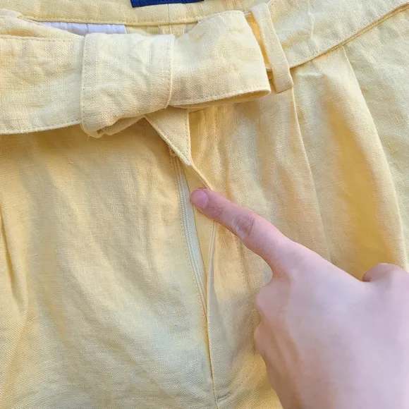 Polo Ralph Lauren | Belted Linen Pale Yellow Shorts Size 4