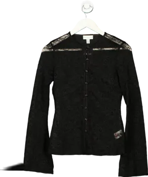 PRETTY LAVISH Black Odi Flared-sleeve Stretch-lace Cardigan UK 8