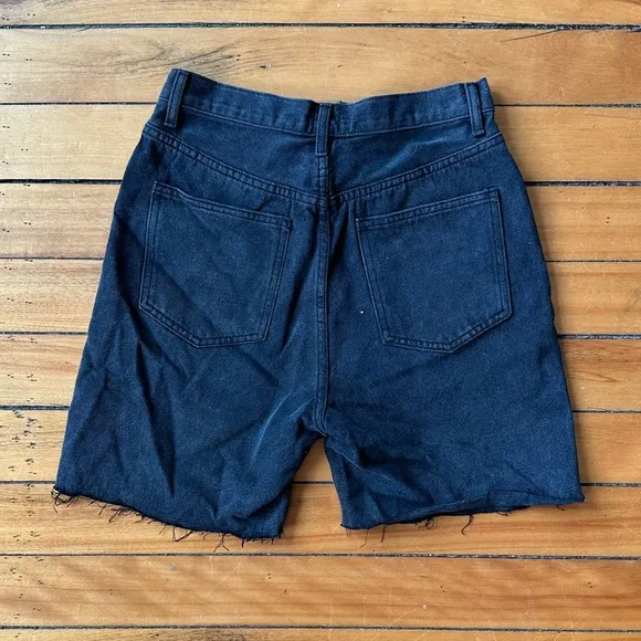Princess Polly Eliana Criss Cross Black Denim Shorts