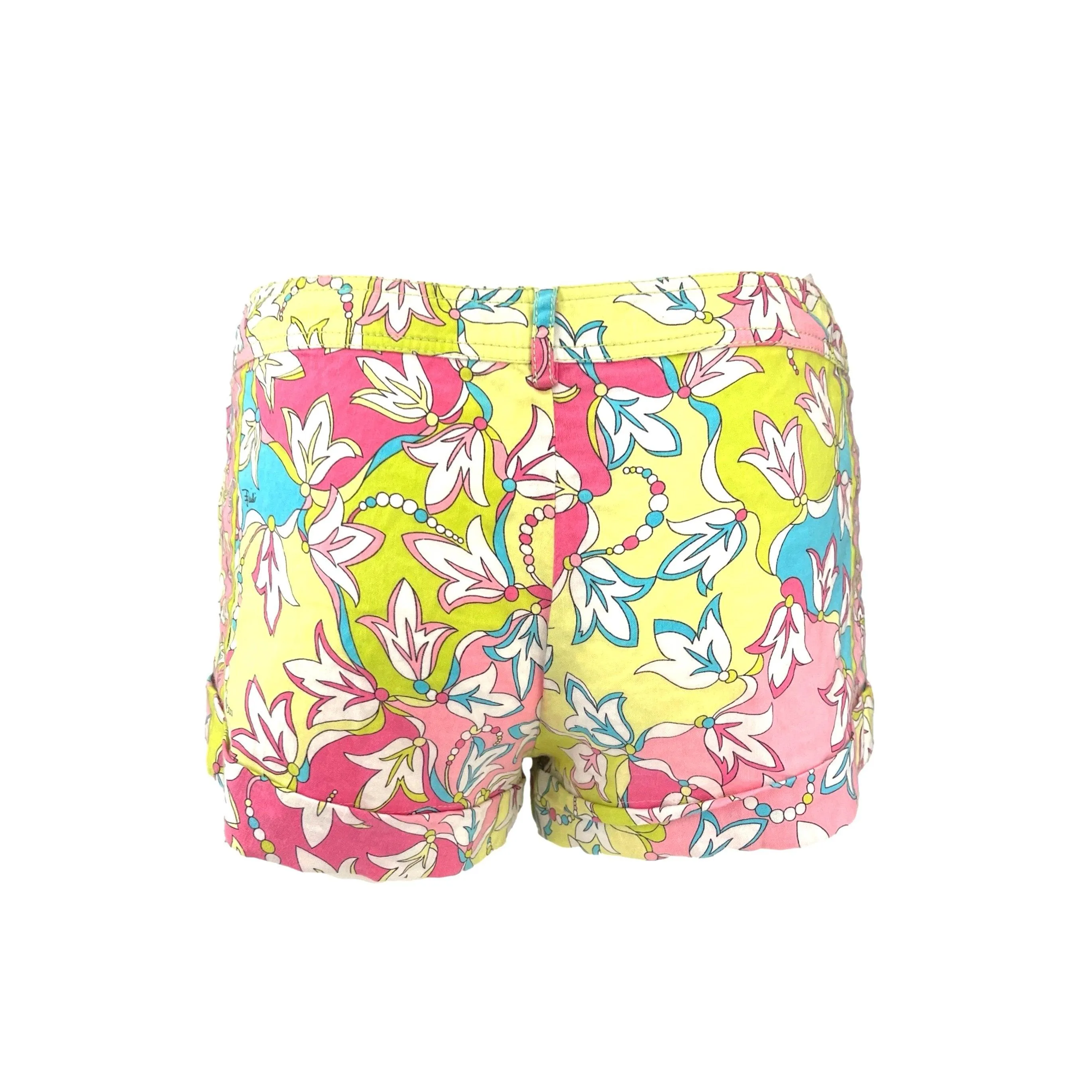 Pucci Green Floral Print Shorts