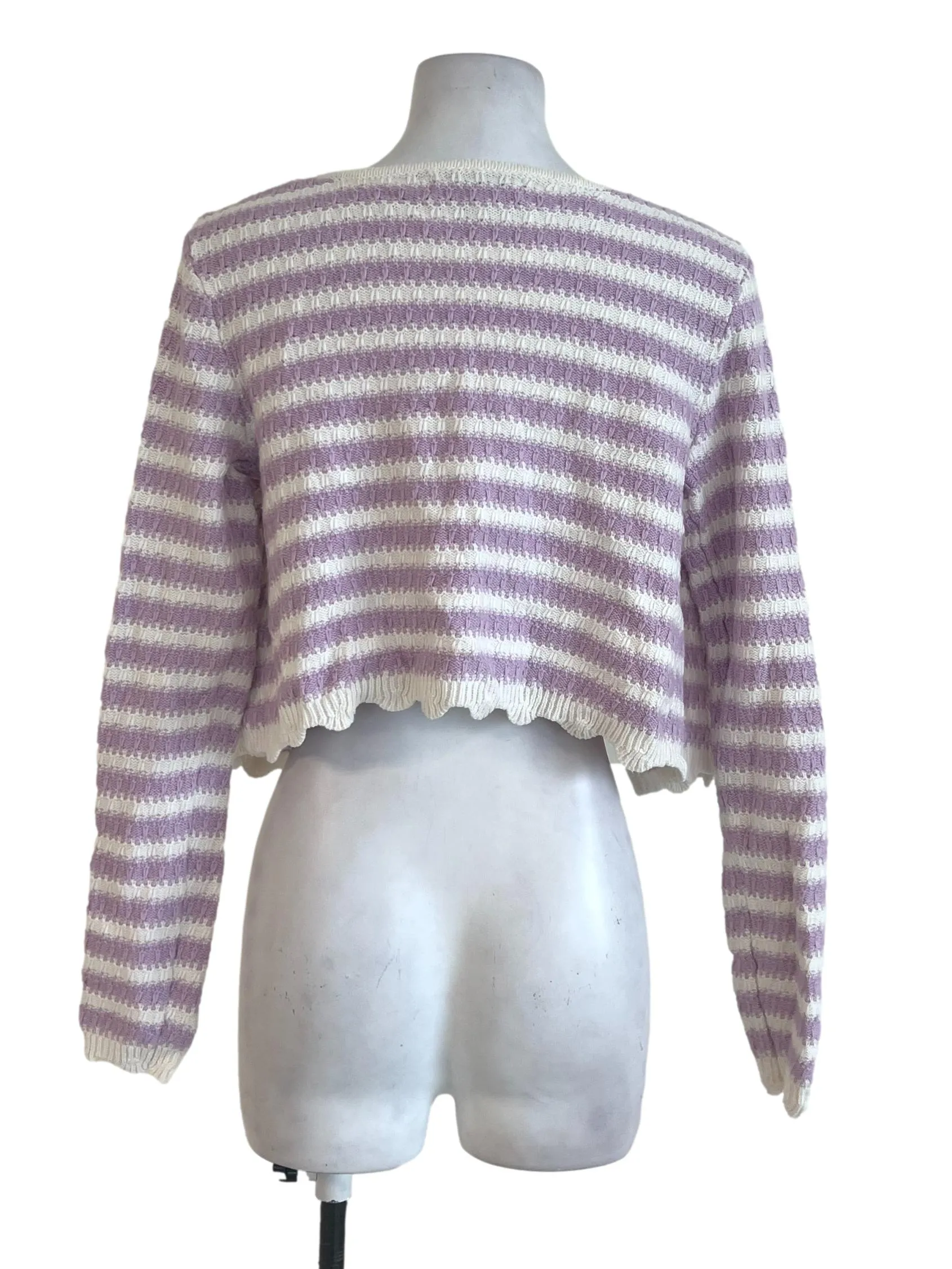Purple Stripes Knitted Cardigan