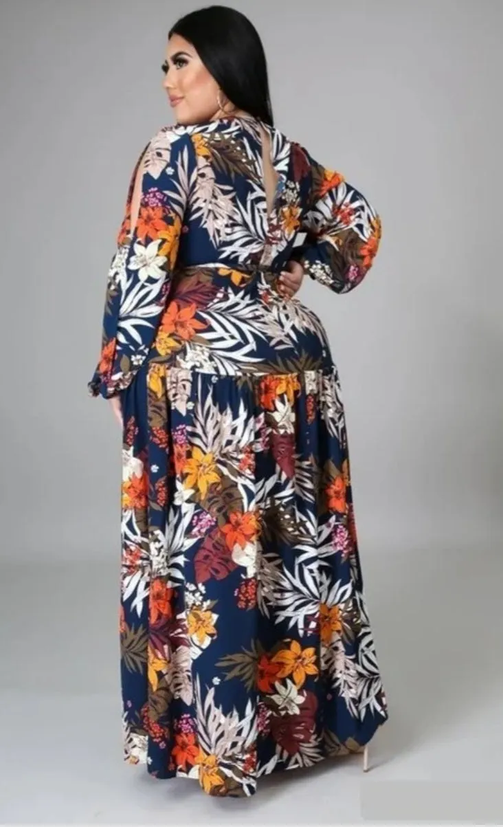"Flower Bomb" Maxi Dress (Plus Size)