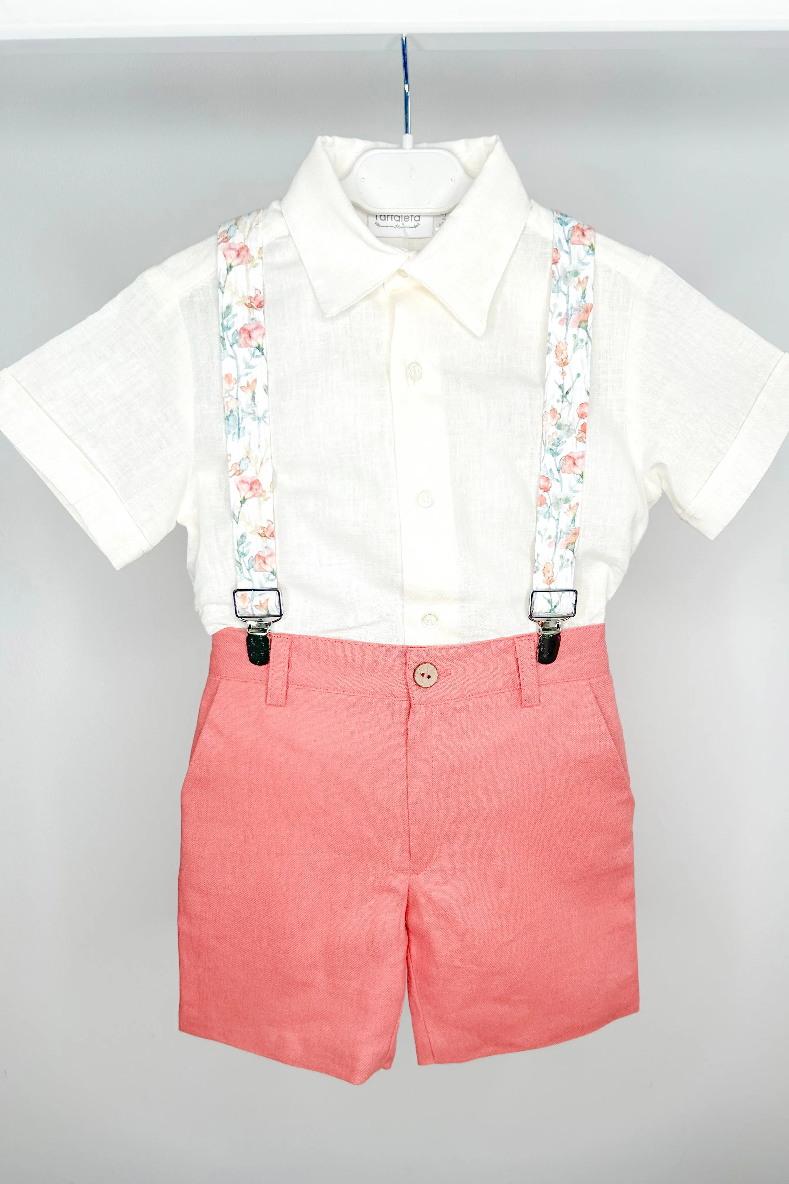 "Miguel" Shirt, Coral Shorts & Floral Braces