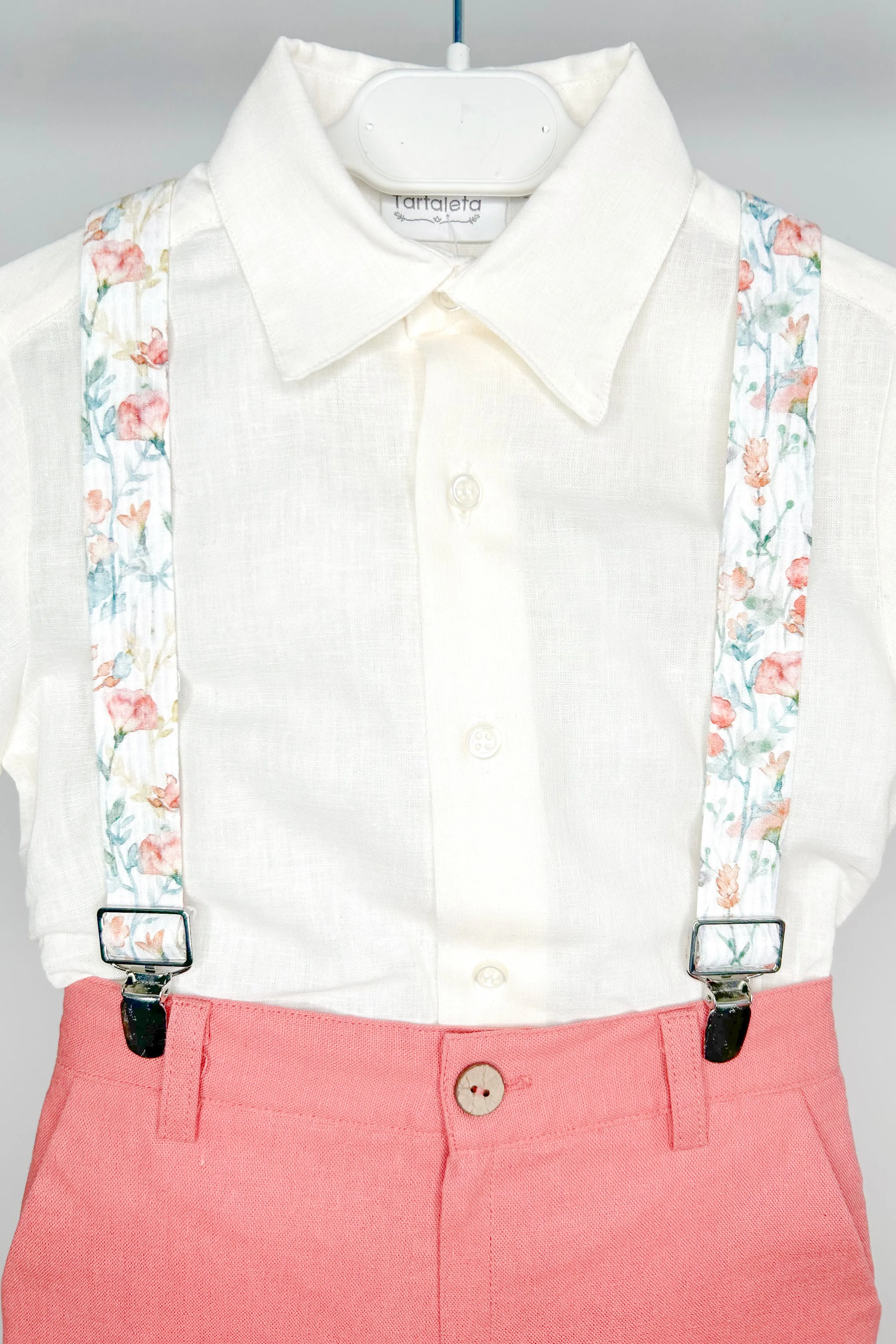 "Miguel" Shirt, Coral Shorts & Floral Braces