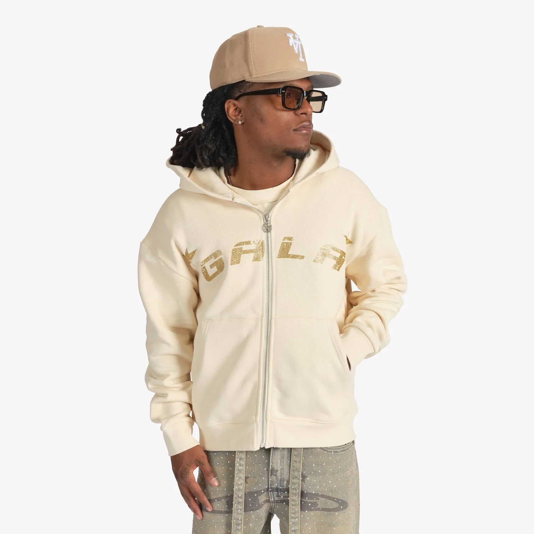 "Name" Zip Hoodie (cream)