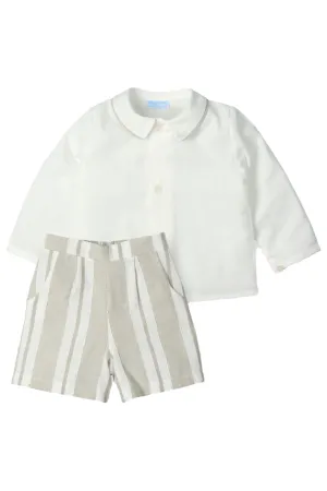"Remington" Shirt & Beige Stripe Shorts