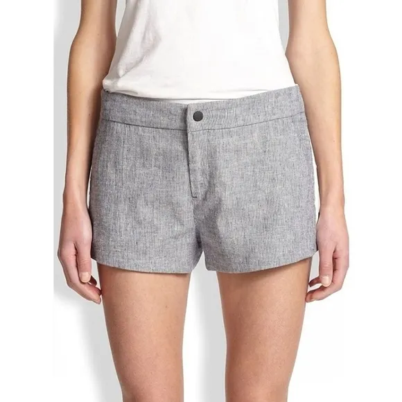 Rag &amp; Bone | Linen Pinstripe Shorts with Leather
