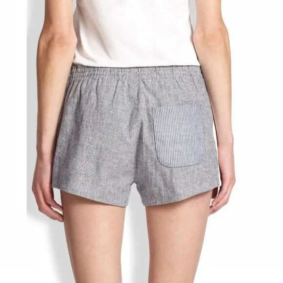 Rag &amp; Bone | Linen Pinstripe Shorts with Leather