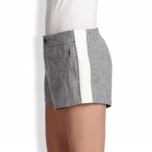 Rag &amp; Bone | Linen Pinstripe Shorts with Leather