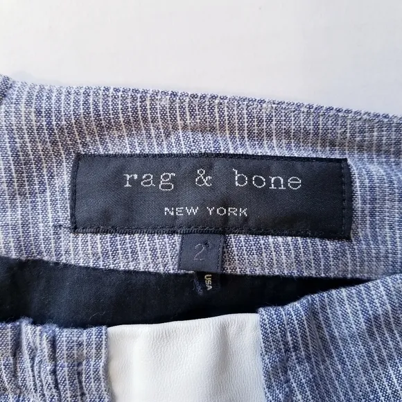 Rag &amp; Bone | Linen Pinstripe Shorts with Leather