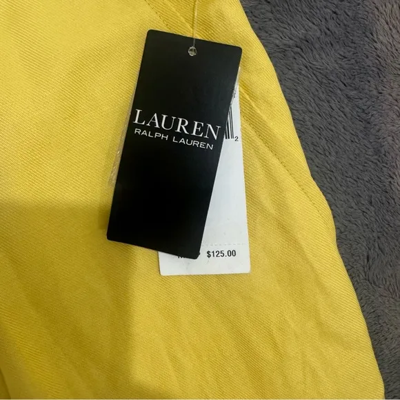 Ralph Lauren Pleated Linen-Blend Twill Shorts Primrose Yellow Size 16 New