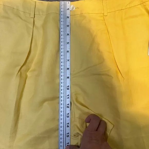 Ralph Lauren Pleated Linen-Blend Twill Shorts Primrose Yellow Size 16 New