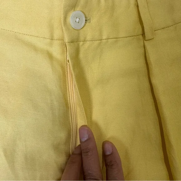 Ralph Lauren Pleated Linen-Blend Twill Shorts Primrose Yellow Size 16 New