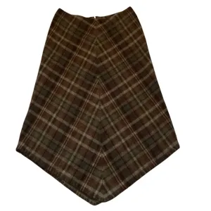 Ralph lauren wool brown plaid maxi handkerchief hem skirt size 8 academia