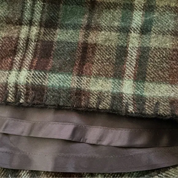 Ralph lauren wool brown plaid maxi handkerchief hem skirt size 8 academia