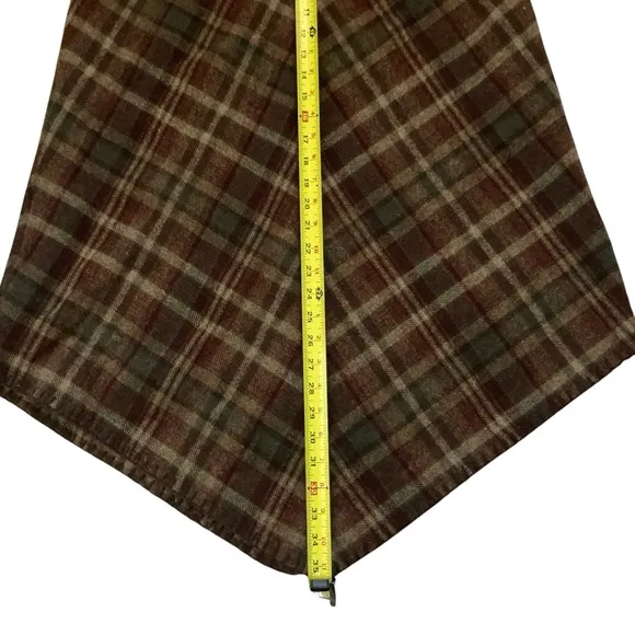 Ralph lauren wool brown plaid maxi handkerchief hem skirt size 8 academia