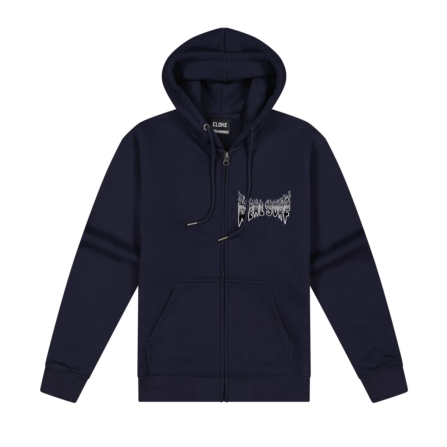 REAL SURF FLAME LOGO ZIP-UP HOODIE YOUTH - NAVY