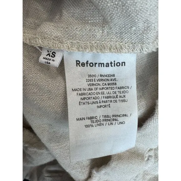 Reformation Nashville High Waisted Linen Shorts XS
