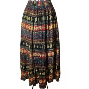 Rhythm Red and Black Bohemian Maxi Skirt Size Medium