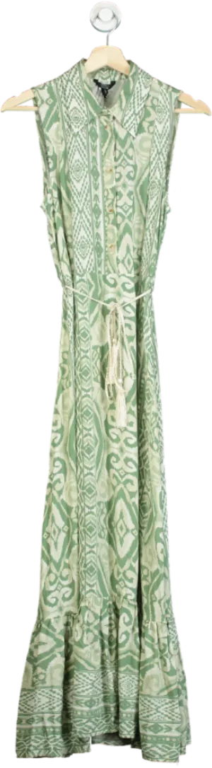 River Island Green Patterned Sleeveless Maxi Dress UK 6