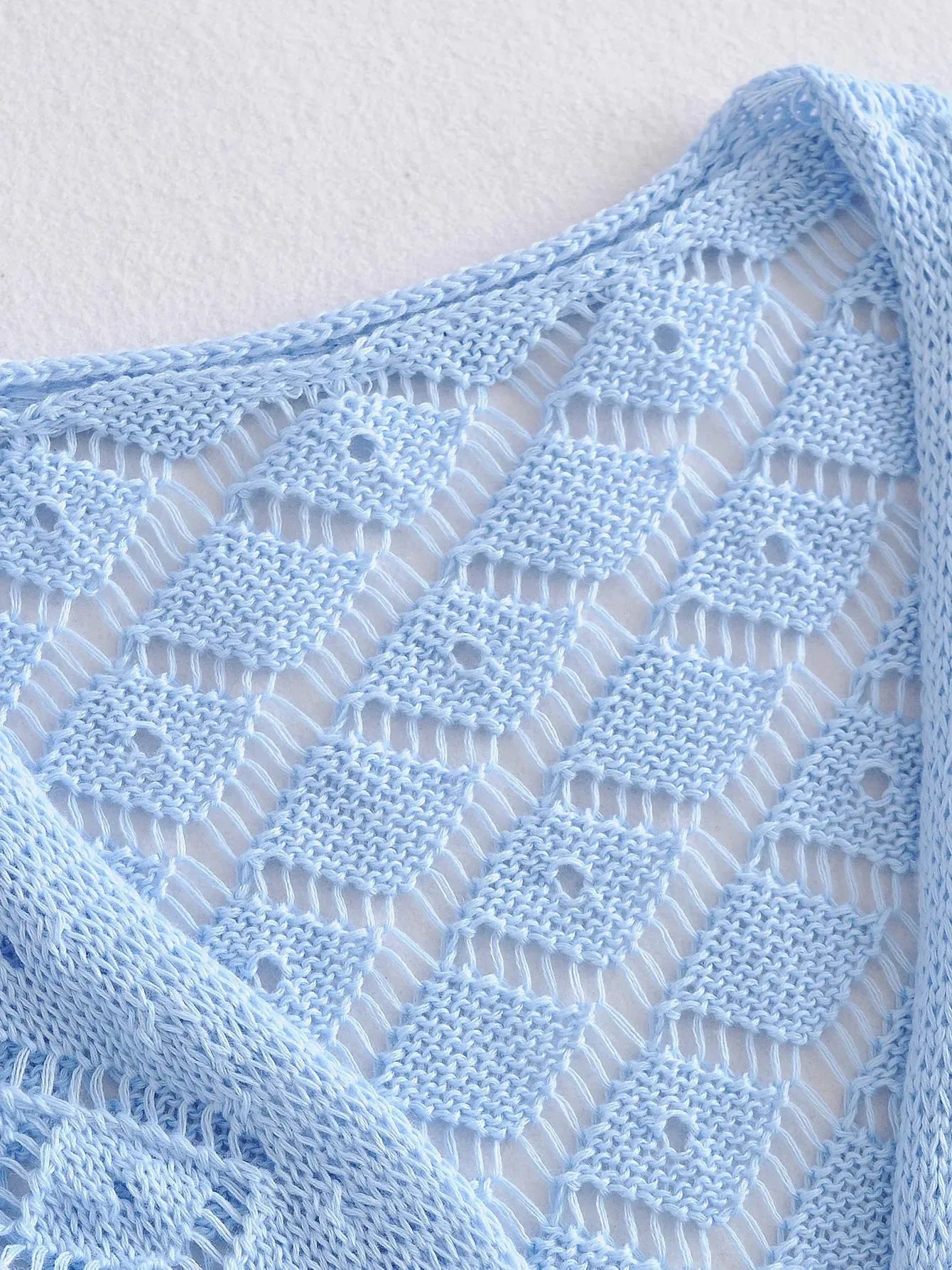 Ruffles Neck Hollow Out Lace-up Knitting Cardigans