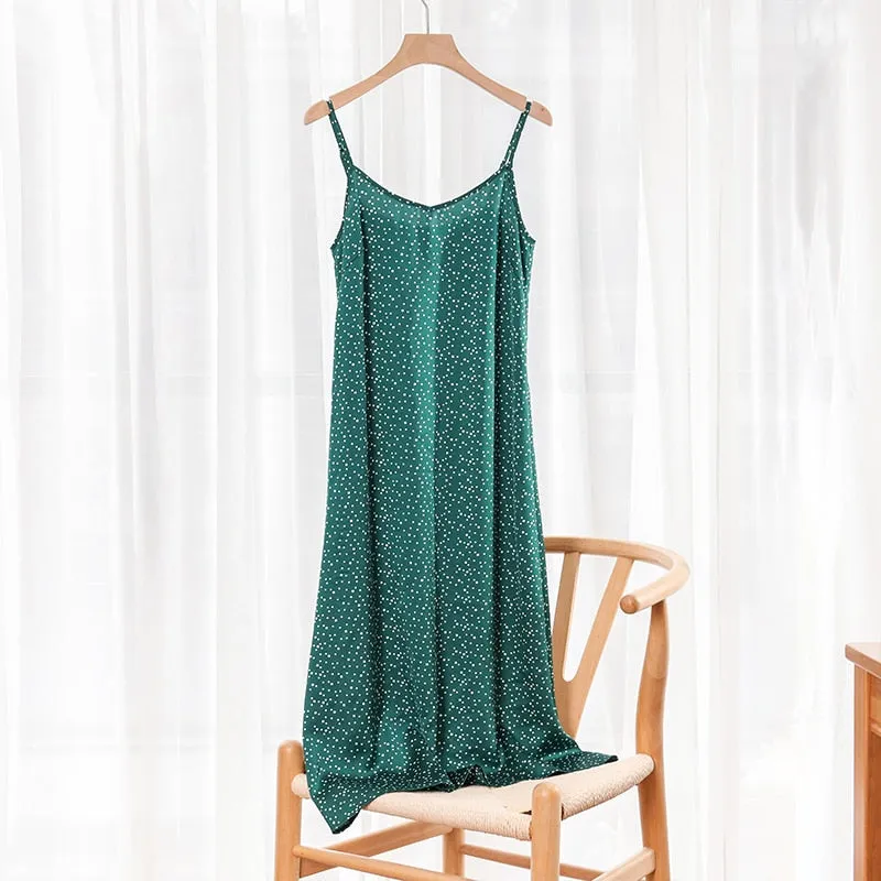 S-4XL Korean Shining Polka Dot Summer Women Dress Spaghetti Strap Boho Leopard Print Maxi Party Vestidos Plus Size M30262