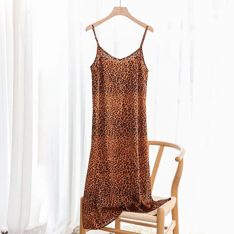 S-4XL Korean Shining Polka Dot Summer Women Dress Spaghetti Strap Boho Leopard Print Maxi Party Vestidos Plus Size M30262
