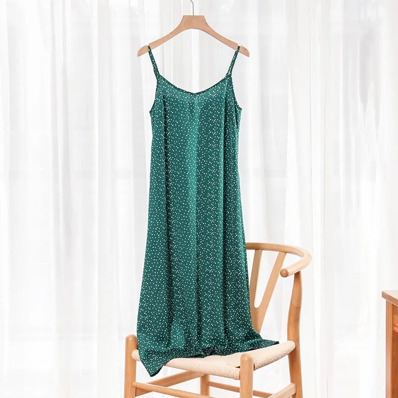 S-4XL Korean Shining Polka Dot Summer Women Dress Spaghetti Strap Boho Leopard Print Maxi Party Vestidos Plus Size M30262