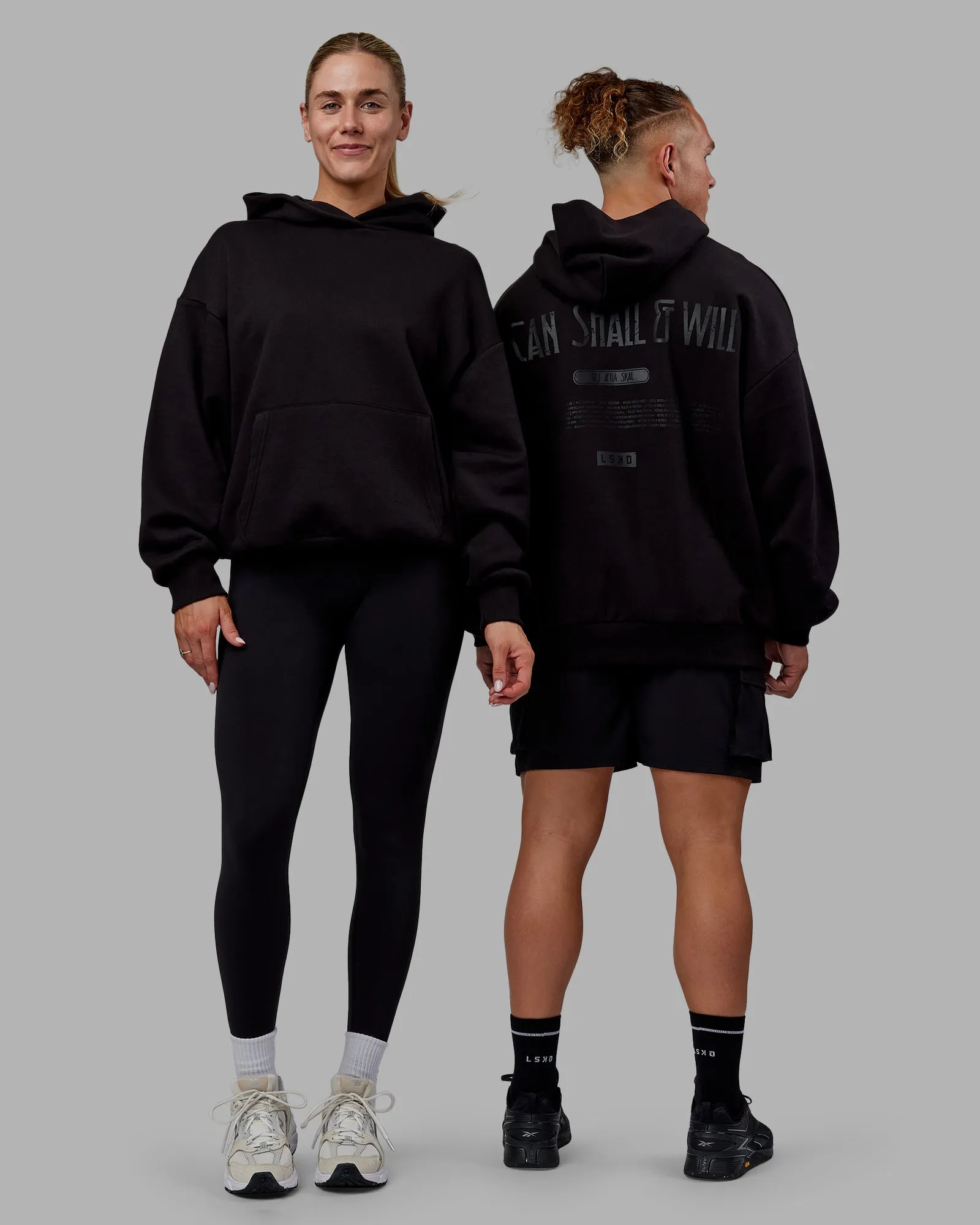 Sara Unisex Hoodie Oversize - Black-Black